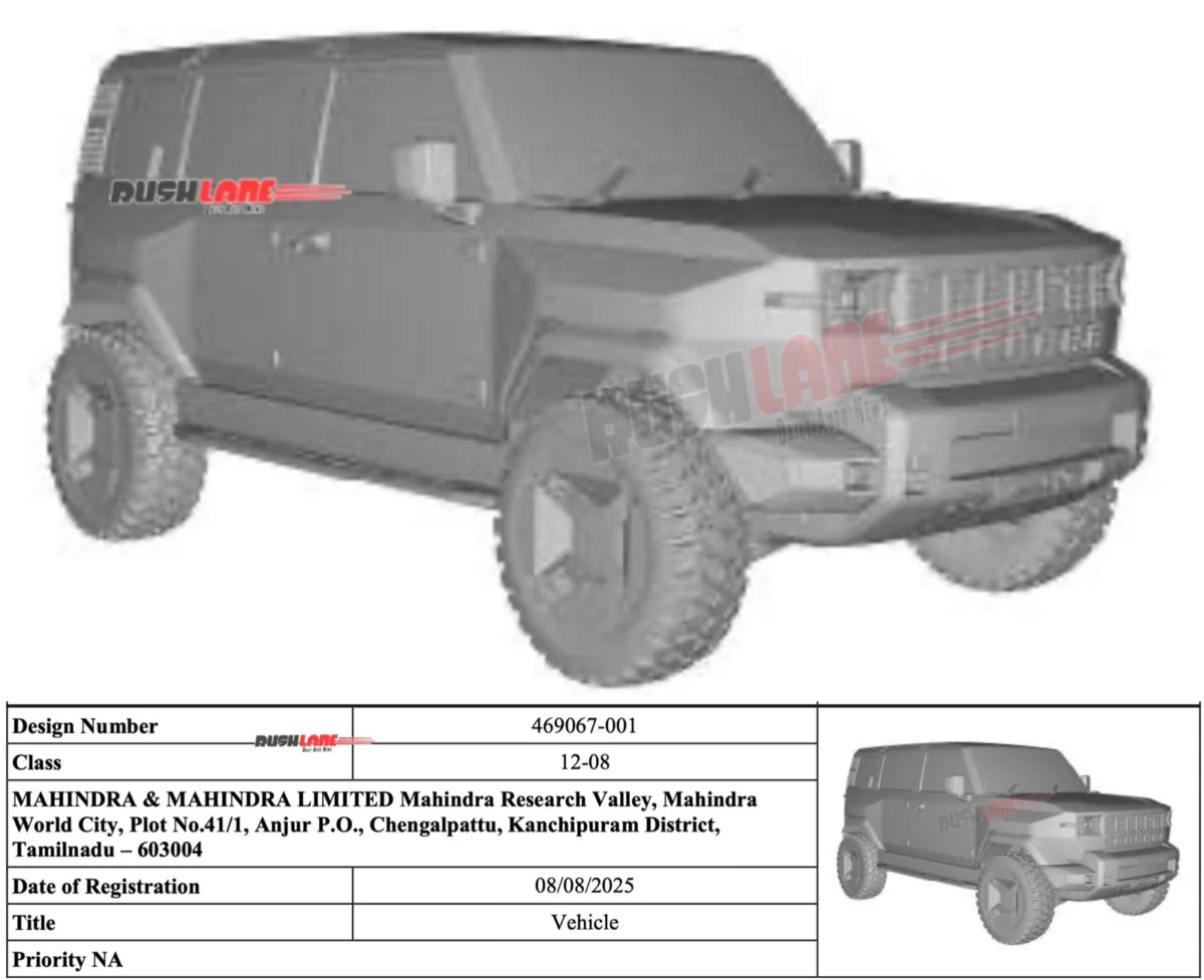 Mahindra’s Future Roadmap Solidifies: Vision T SUV Design Patent Filed
