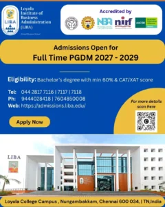 Loyola Institute of Business Administration Opens Doors for its Flagship PGDM Program (F27) Batch