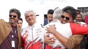 Historic Silverstone Encounter: Tamil Cinema Icons Ajith Kumar and Vijay Forge Unprecedented Bond Amidst Racing Spectacle